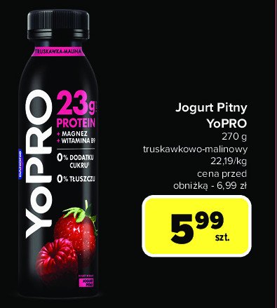 Jogurt truskawka-malina Danone yopro promocja w Carrefour Market