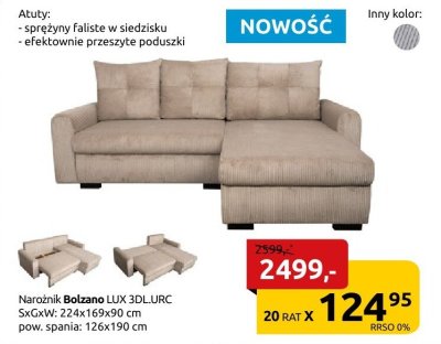 Narożnik Bolzano LUX 3DL.IIRC promocja w Black Red White
