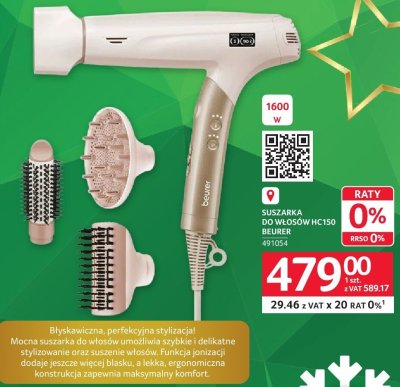 Suszarka do włosów HC150 BEURER promocja w Selgros