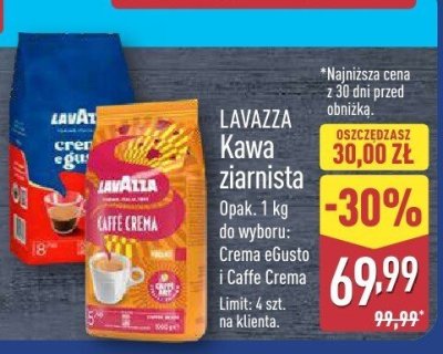 Kawa ziarnista Crema eGusto 1 kg promocja w Aldi