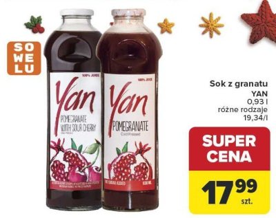 Sok z granatu różne rodzaje 0,93 l YAN promocja w Carrefour