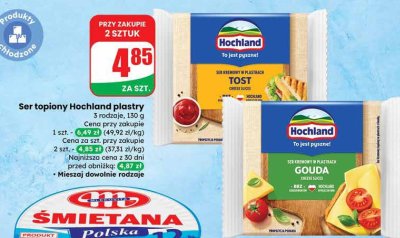 Ser topiony Hochland plastry różne rodzaje promocja w Dino