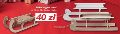 Dekoracyjne sanki drewniane promocja w KiK