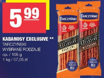 Kabanosy Exclusive Tarczyński wybrane rodzaje promocja w SPAR