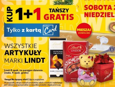 Wszystkie słodycze Lindt 1+1 gratis promocja w Kaufland