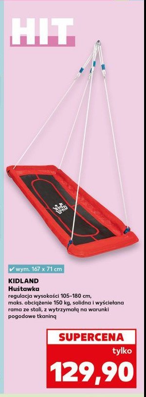 Huśtawka 167 x 71 cm Kidland promocja w Kaufland