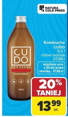 Kombucha CUDO 0,5 l różne rodzaje promocja w Carrefour Market