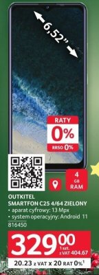 Smartfon C25 4/64 Zielony Oukitel 816465 promocja w Selgros