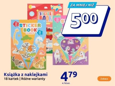 Książka z naklejkami 18 kartek różne warianty promocja w Action