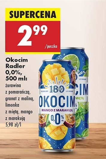 Piwo Okocim radler limonka z miętą 0% promocja