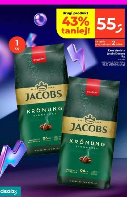 Kawa ziarnista Jacobs Kronung 1 kg promocja w Dealz