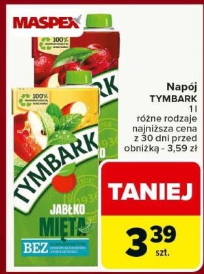 Napój TYMBARK różne rodzaje 1l promocja w Carrefour Market