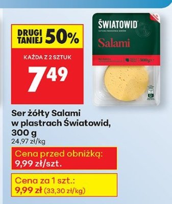 Ser żółty Salami w plastrach Światowid 300 g promocja w Biedronka