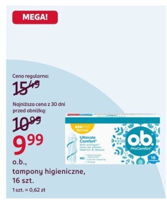 Tampony higieniczne o.b., tampony higieniczne, 16 szt. promocja w Rossmann