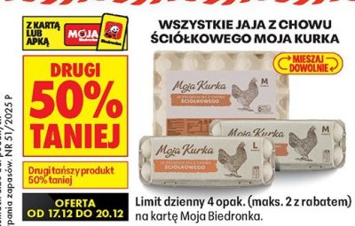 Jaja Moja Kurka z chowu ściółkowego różne rozmiary promocja w Biedronka