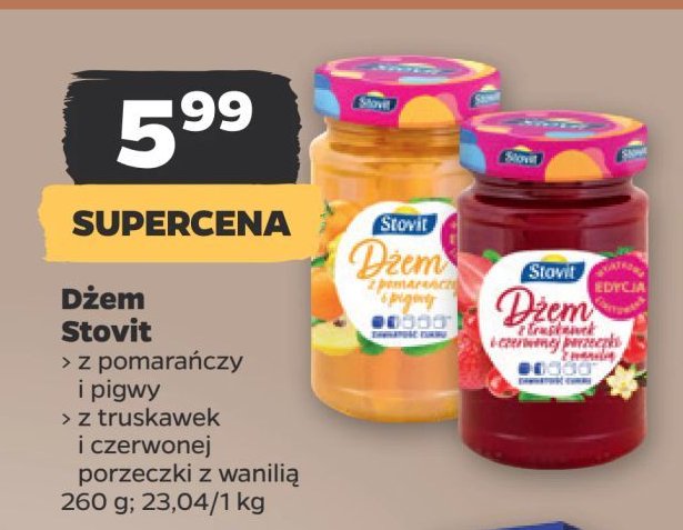 Dżem truskawkowy z czerwoną porzeczką i wanilią Stovit promocja