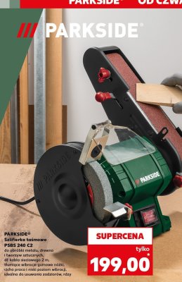 Szlifierka taśmowa PSBS 240 C2 do obróbki metalu, drewna i tworzyw sztucznych, dł. kabla sieciowego 2m, tłumiące wibracje gumowe nóżki, cicha praca i niski poziom wibracji, idealna do usuwania zadziorów, rdzy promocja w Kaufland