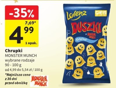 Chrupki MONSTER MUNCH wybrane rodzaje promocja w Intermarche