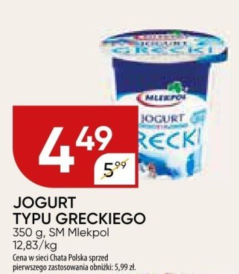 Jogurt typu greckiego SM Mlekpol promocja w Chata Polska