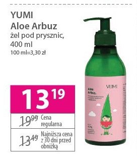 Żel pod prysznic intensywne nawilżanie aloe arbuz Yumi cosmetics promocja