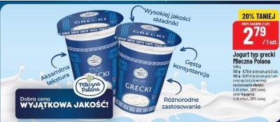 Jogurt typ grecki Mleczna Polana promocja w POLOmarket