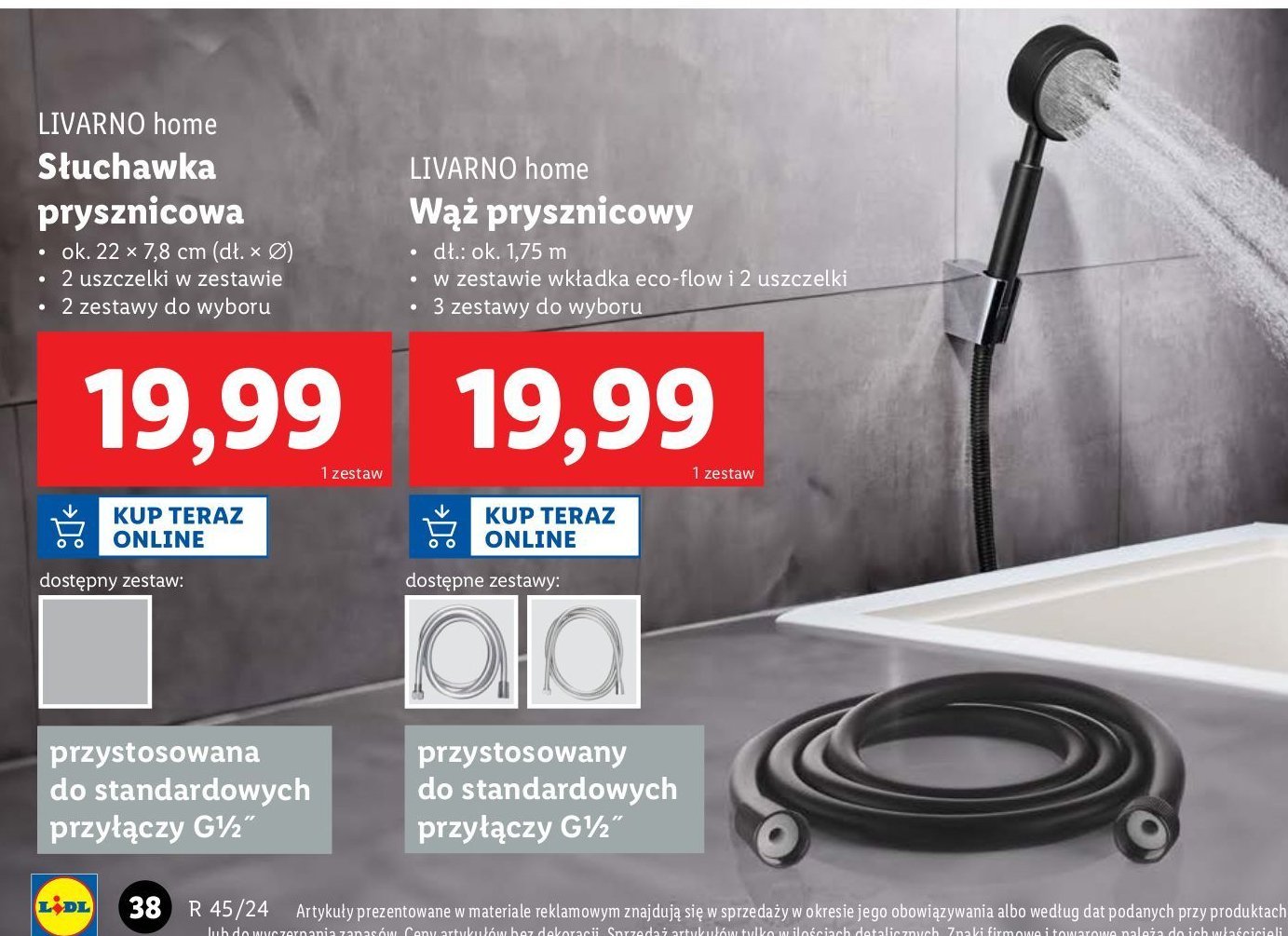 Wąż prysznicowy 1.75 m LIVARNO HOME promocja