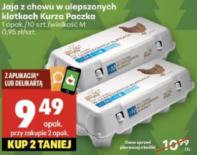 Jaja z chowu w ulepszonych klatkach Kurza Paczka 1 opak./10 szt./wielkość M promocja w Delikatesy Centrum