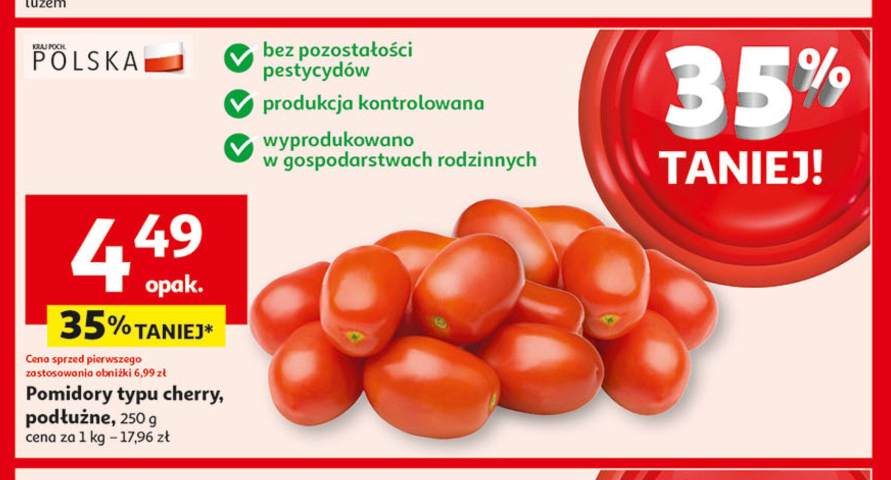 Pomidory cherry podłużne promocja w TOPAZ