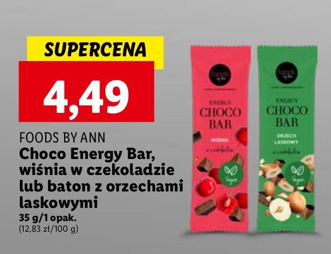 Baton choco bar wiśnia w czekoladzie Foods by ann promocja