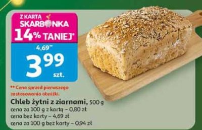 Chleb żytni z ziarnami promocja w Auchan
