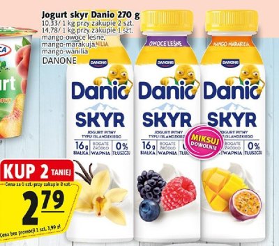 Jogurt skyr Danio 270 g (mango-owoce leśne, mango-marakuja, mango-wanilia) promocja w Prim Market