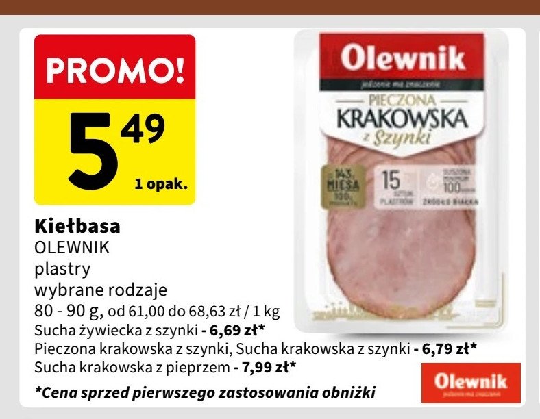 Kiełbasa żywiecka sucha z szynki Olewnik promocja