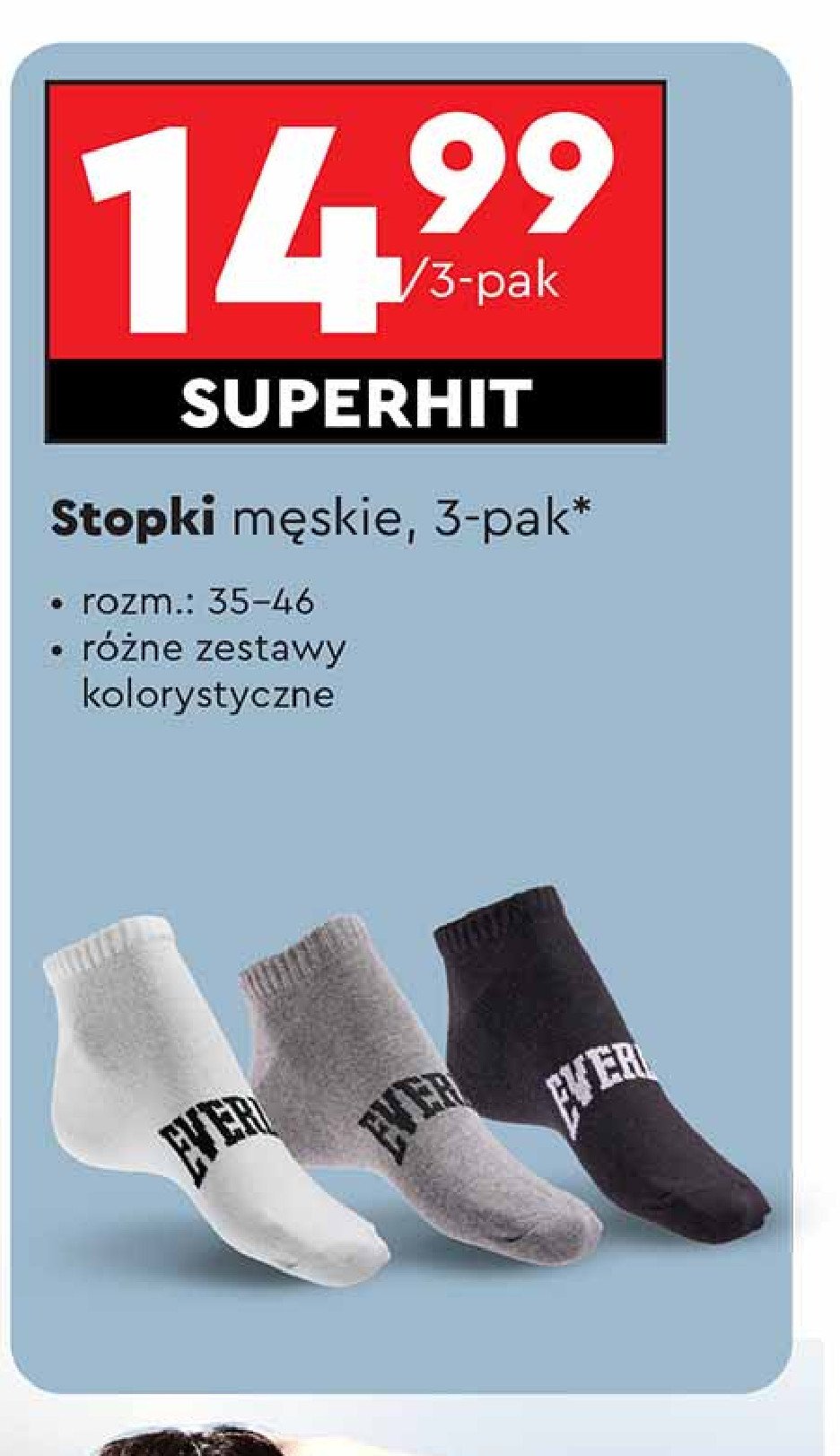 Skarpety stopki męskie rozm. 35-46 Everlast promocja
