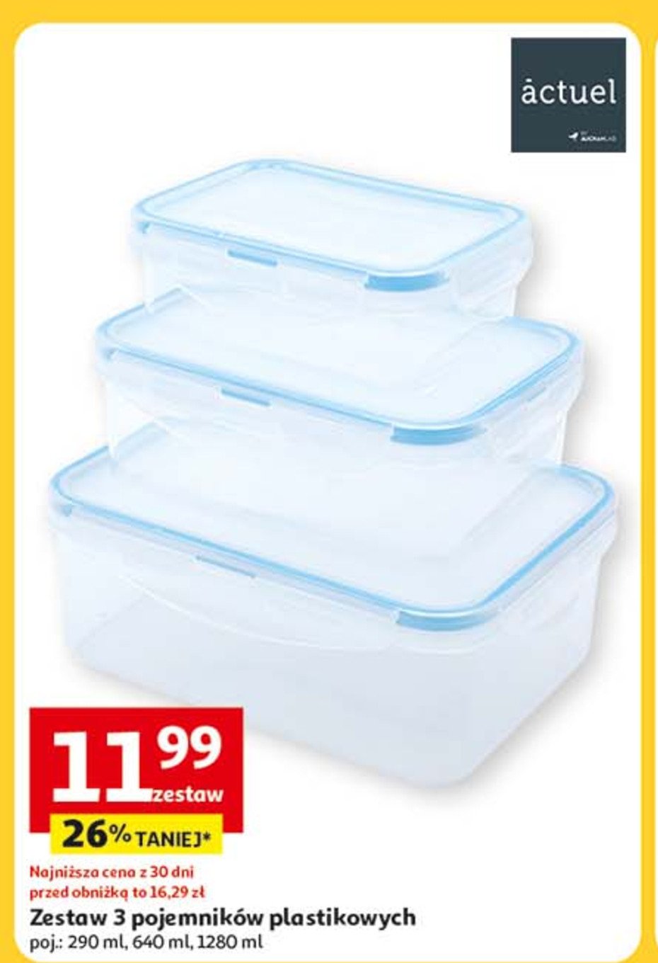 Zestaw pojemników do żywności prostokątne Actuel promocja w Auchan