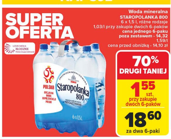 Woda niegazowana Staropolanka 800 promocja