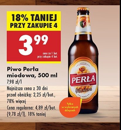 Piwo Perła miodowa promocja