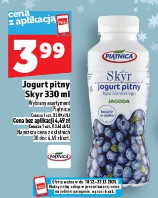 Jogurt pitny Skyr 330 ml promocja w TOPAZ