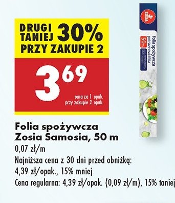 Folia spożywcza 50 m Zosia samosia promocja w Biedronka