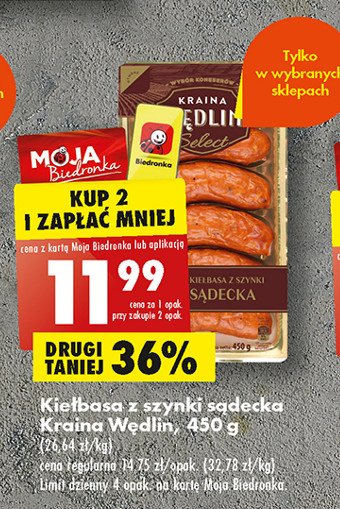 Kiełbasa z szynki sądecka Kraina wędlin select promocja