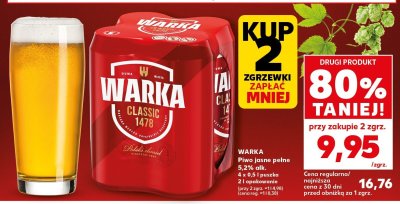 Piwo Warka Classic jasne pełne 5,2% alk. promocja w Kaufland