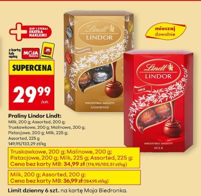 Praliny Lindor Lindt: Assorted, 225 g promocja w Biedronka