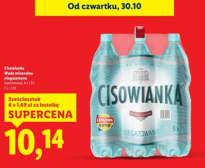 Woda mineralna niegazowana Cisowianka promocja w Lidl