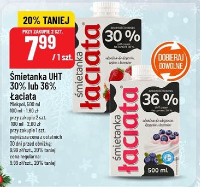 Śmietanka UHT 30% Łaciata Mlekpol promocja w POLOmarket