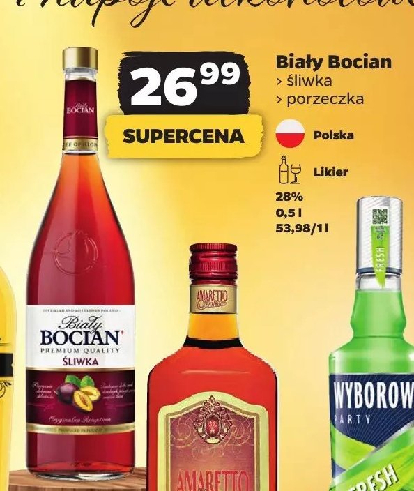 Wódka Biały bocian śliwka promocja w Netto