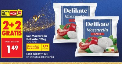 Ser Mozzarella 2+2 GRATIS promocja w Biedronka