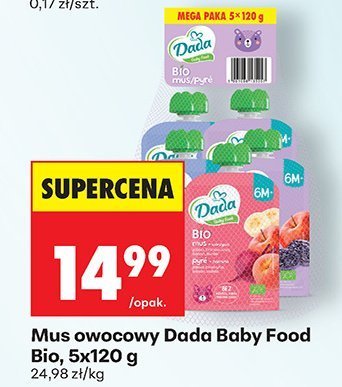 Mus owocowy Dada Baby Food Bio, 5x120g promocja w Biedronka