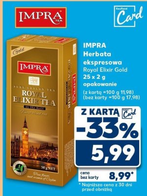 Herbata ekspresowa Royal Elixir Gold Impra 25 x 2 g promocja w Kaufland