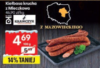 Kiełbasa Kiełbasa krucha z Mleczkowa Krawczyk z Mazowieckiego promocja w Delikatesy Centrum