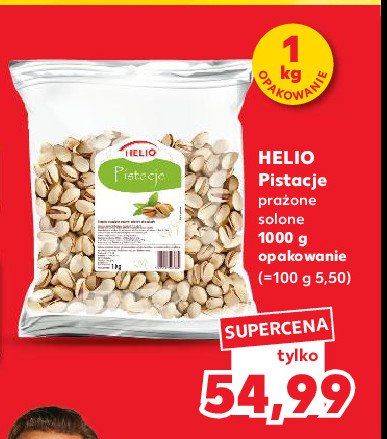 Pistacje prażone w skorupkach bez soli Helio promocja