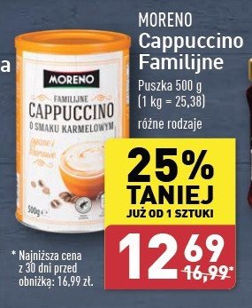 Cappucino kremowe puszka Moreno (aldi) promocja